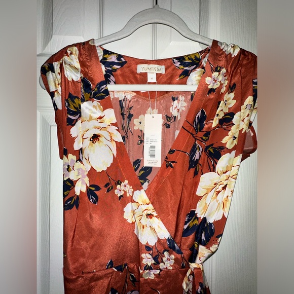 Yumi Kim by Anthropologie Kennedy Wrap Dress Honey Rose Rust Size Medium - Picture 4 of 5